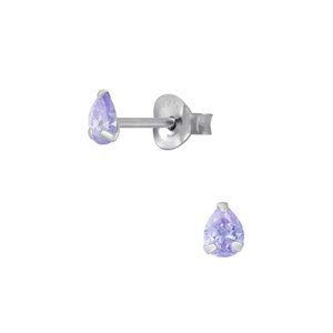 Amethyst Pear Silver Stud Earrings